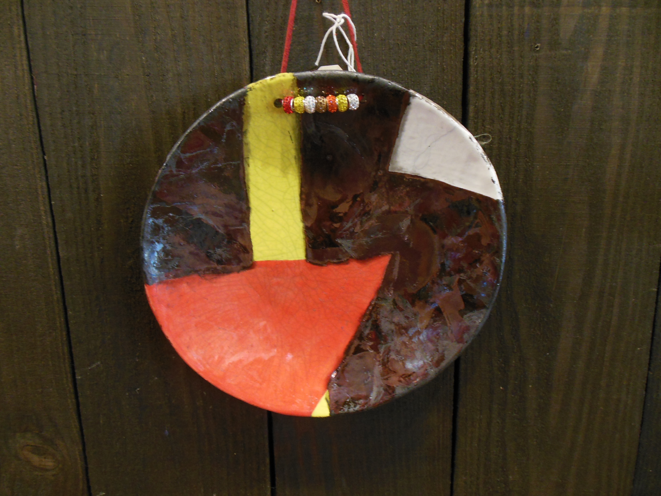 Colorful Abstract Raku Dish by Andrea Faye