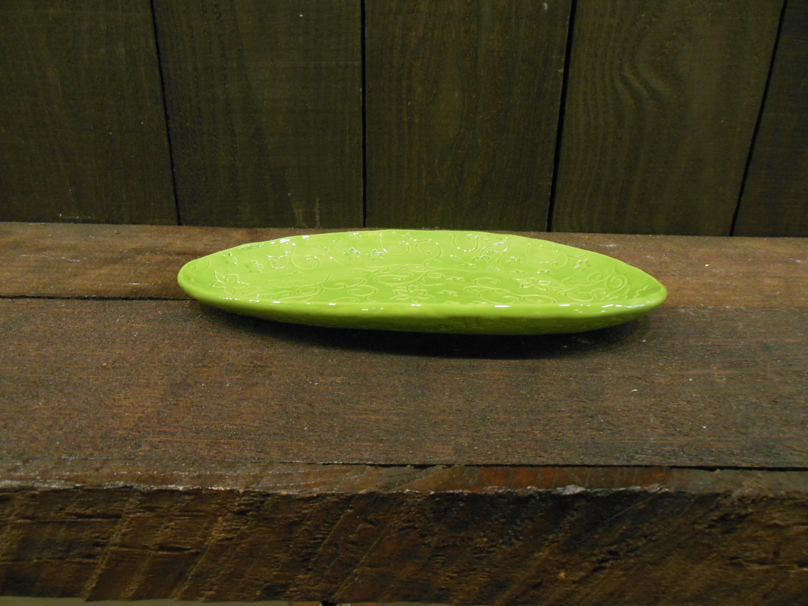 Green abstract shape tray by Andrea Faye side