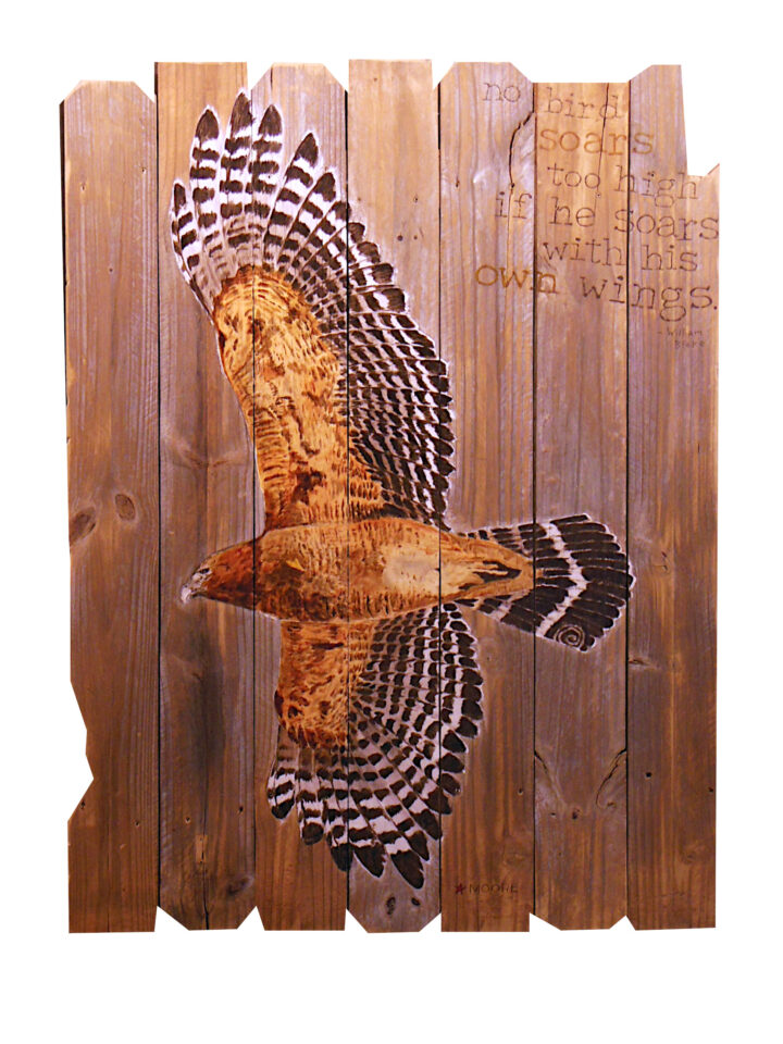 Keith Moore Soars with own wings Red Shoulder Hawk 38x53