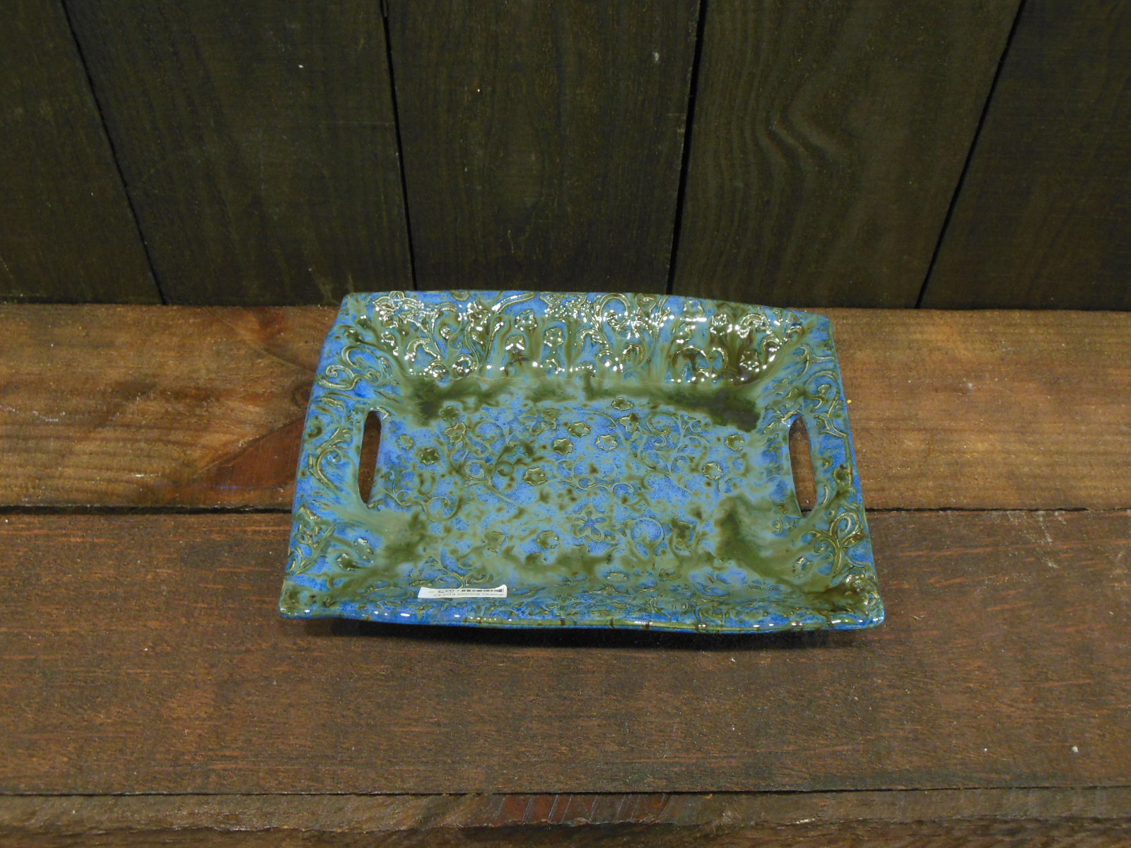 Square blue green platter by Andrea Faye top