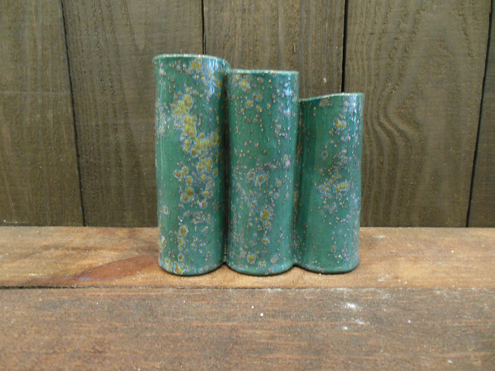 Alternative view of Three Stem Flower Vase Metallic Green by Andrea Faye