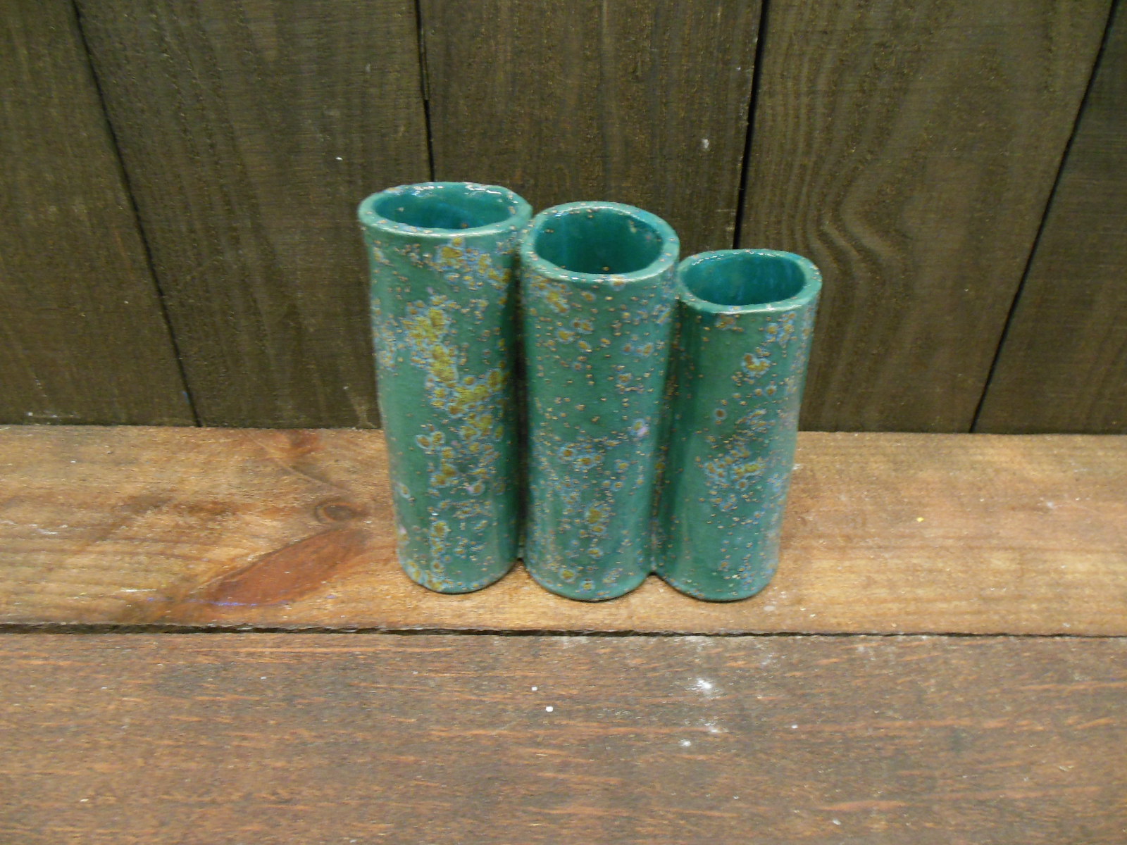 Three Stem Flower Vase Metallic Green by Andrea Faye top