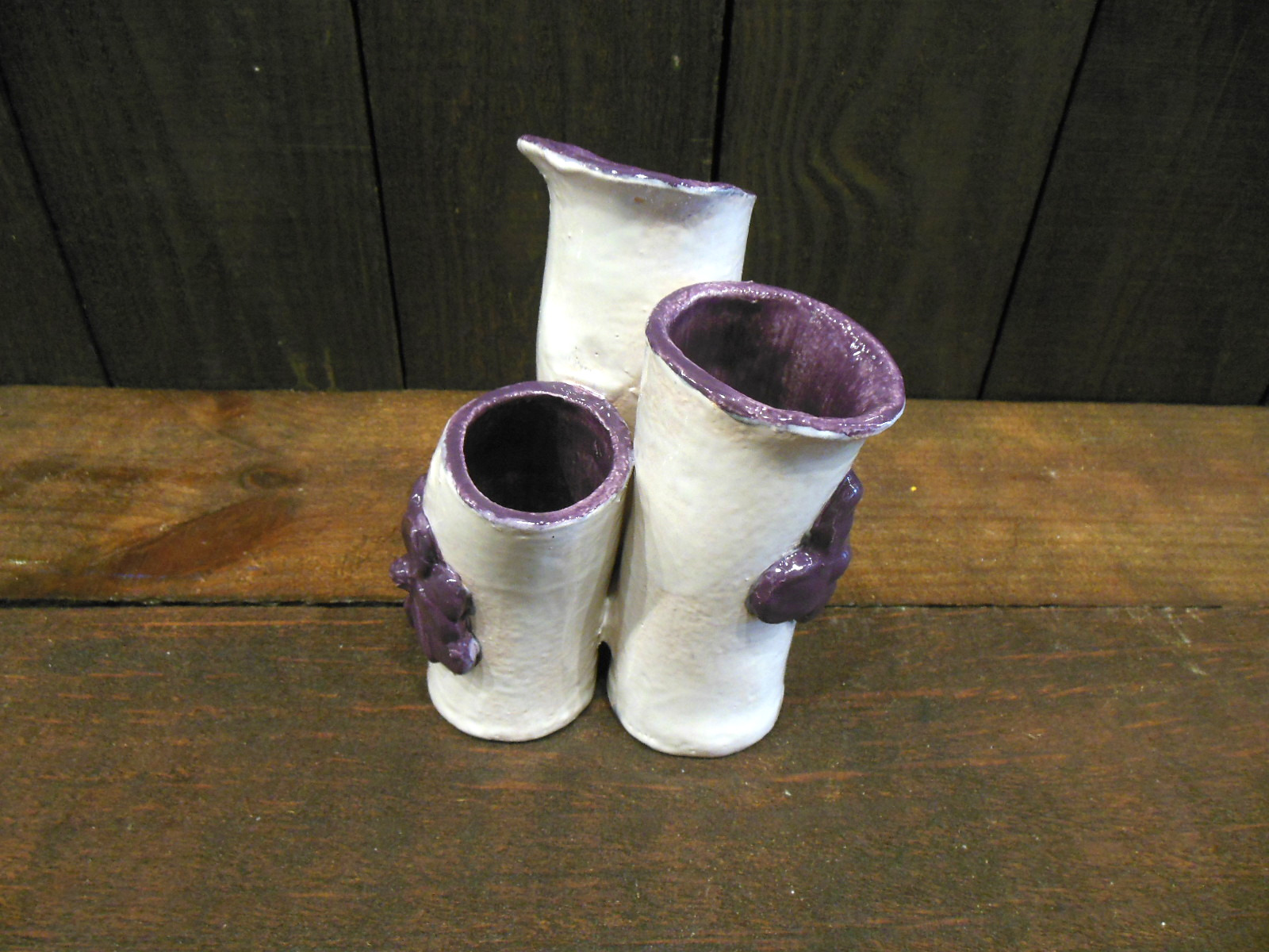 Three Stem Flower Vase purple inside by Andrea Faye top