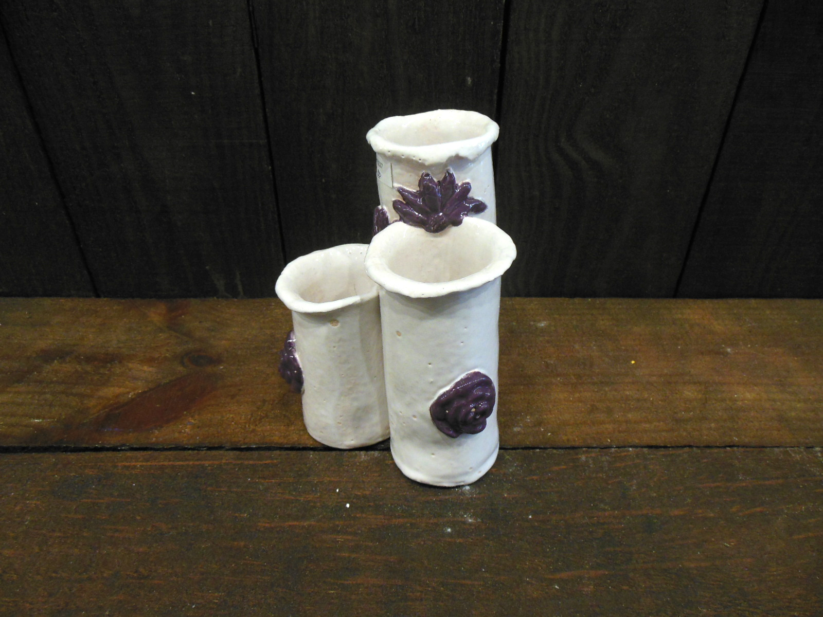 Three Stem Flower Vase white inside by Andrea Faye top