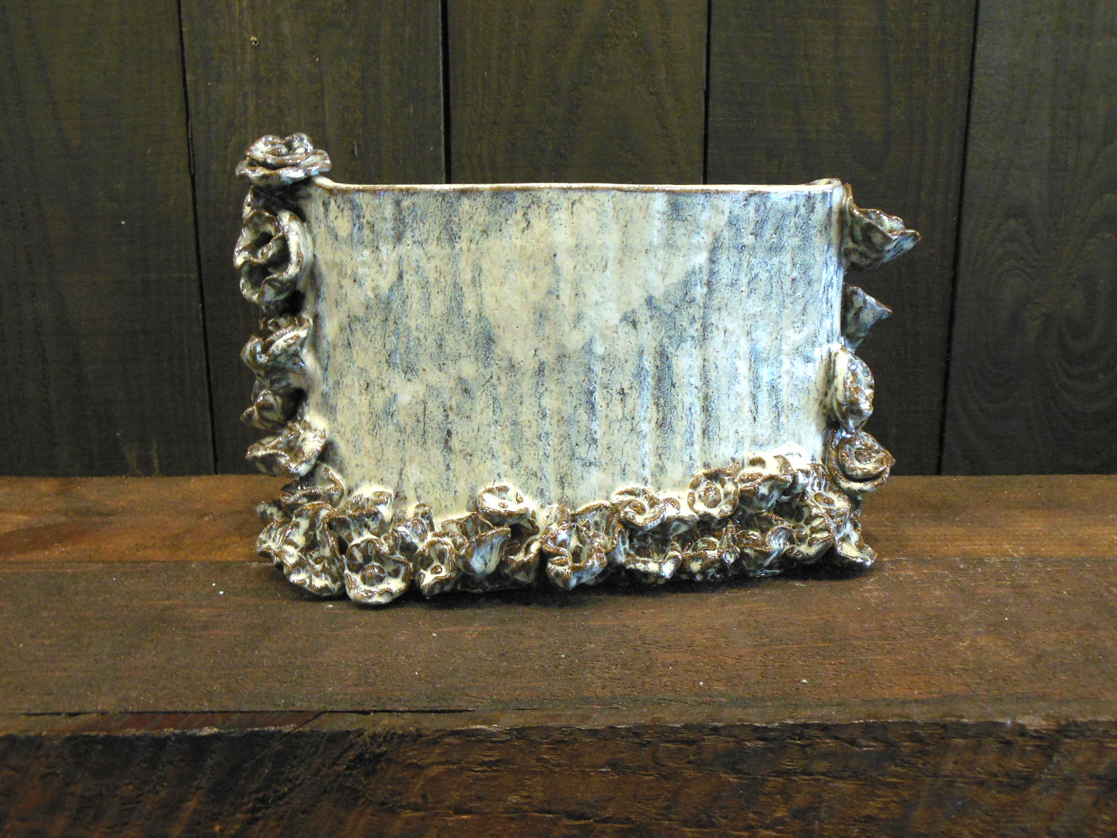 White and Blue Floral Container by Andrea Faye side