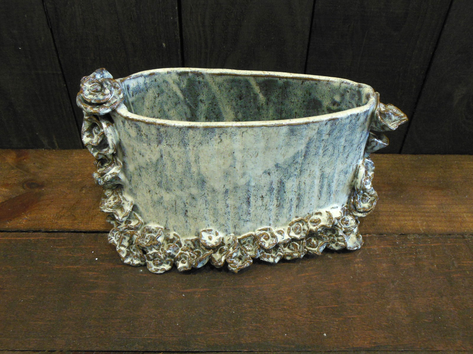 White and Blue Floral Container by Andrea Faye top