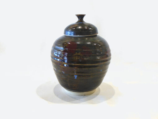 Brown Lidded Jar By Bobby V