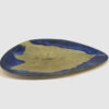 Olive Green and blue tray with leaf by Nellie Ralat front