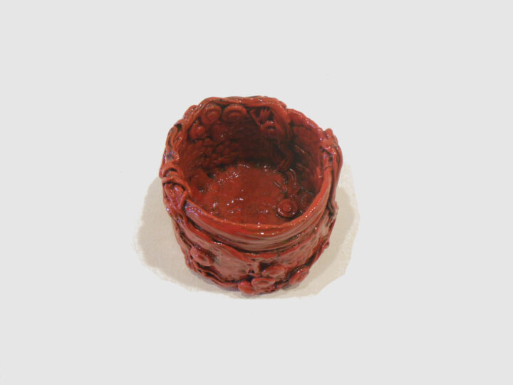Round Red Vase by Janet McGregor Dunn inside