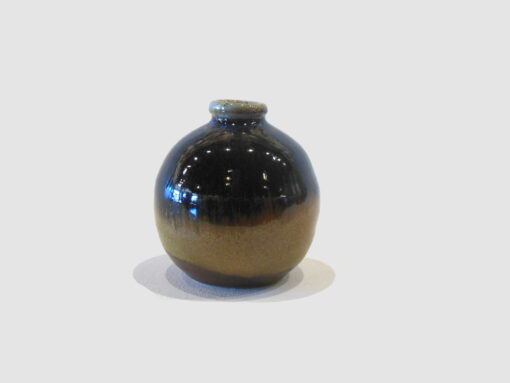 Round Bud Vase Black Brown and Gold by Allen Gee front