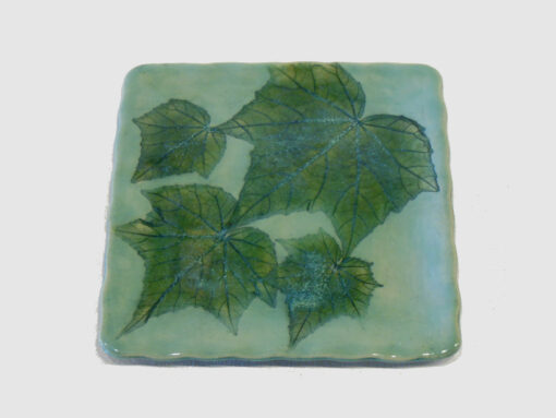 Square Tray Confederate rose Celadon Green front