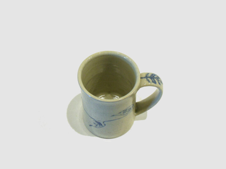 White Mug with Blue Vine by Allen Gee top