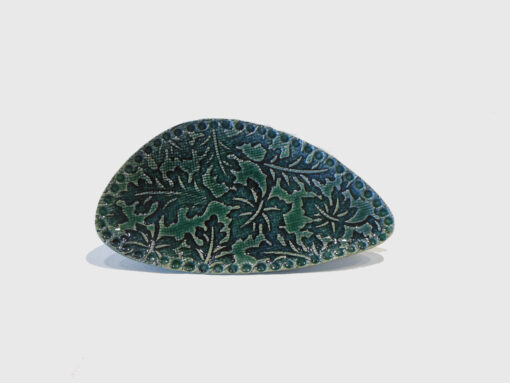 Emerald Green Leaf Shape Tray by Nellie Ralat Front