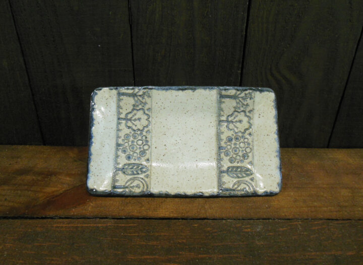 Rectangular Speckled Tray with Small Trees Laced by Nellie Ralat Front