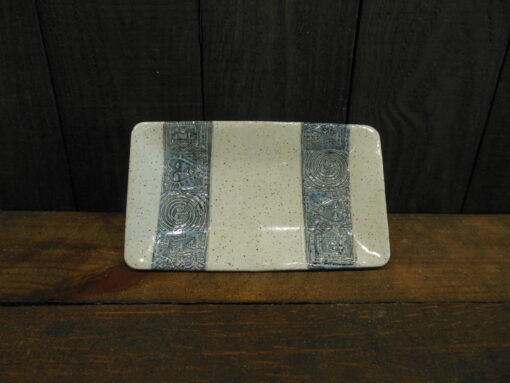 Rectangular Speckled Tray with Symbols Laced by Nellie Ralat Front