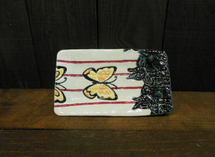 Smaller Size Multicolored Butterfly Tray by Nellie Ralat Front