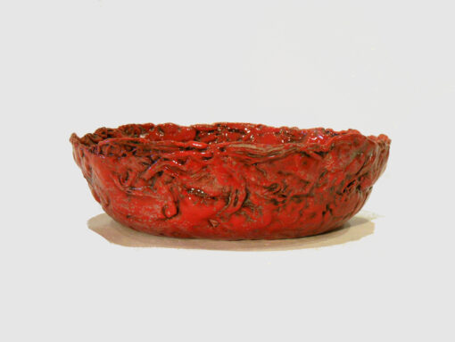 Red and Black Medium Size Bowl by Janet McGregor Dunn Side
