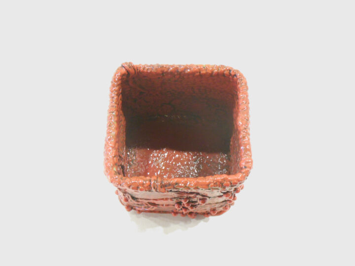 Square Red Container Medium Size by Janet McGregor Dunn Inside