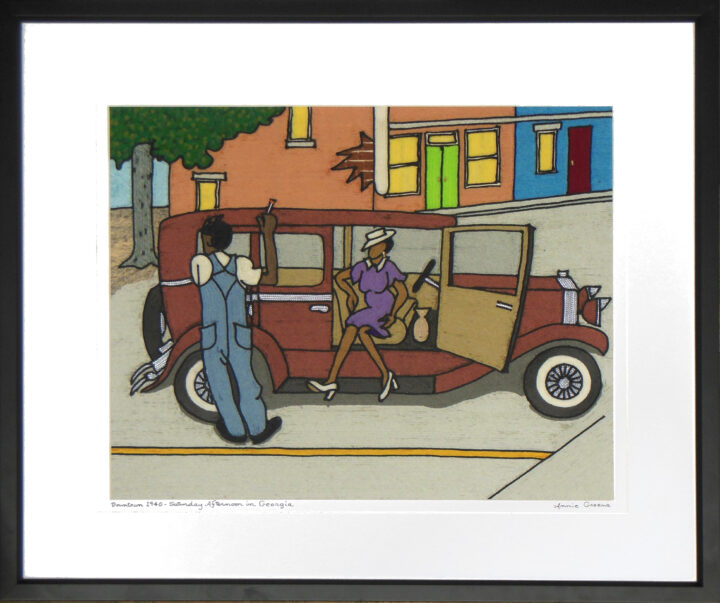 Downtown 1940 Saturday Afternoon in Georgia by Annie Greene