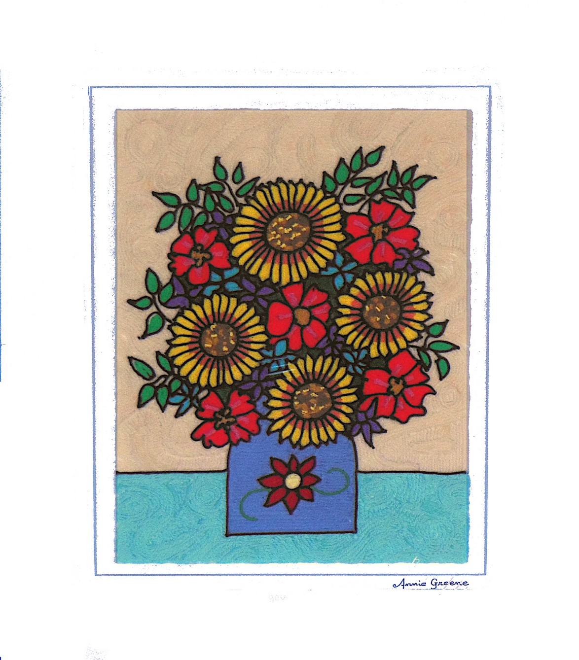 Bouquet of Sunflowers and Hibiscus by Annie Greene