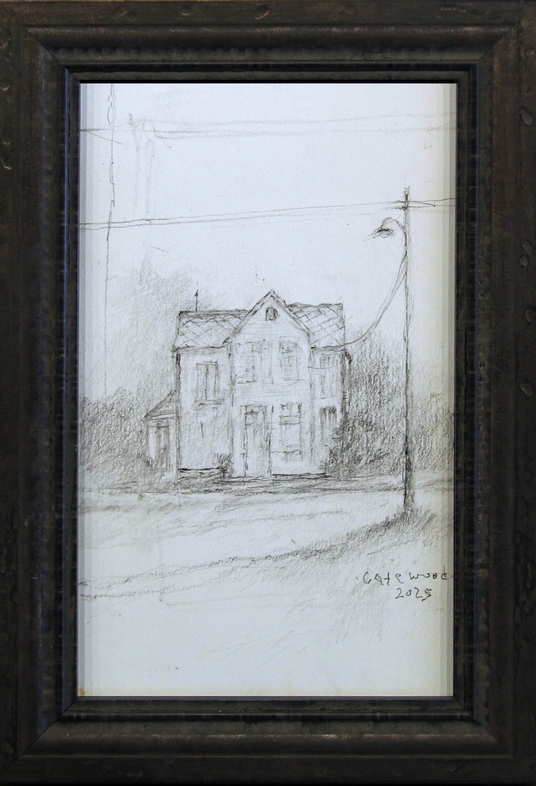 Drawing of House with light pole Center by Charles Gatewood