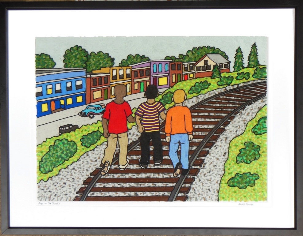 Boys on the tracks by Annie Greene